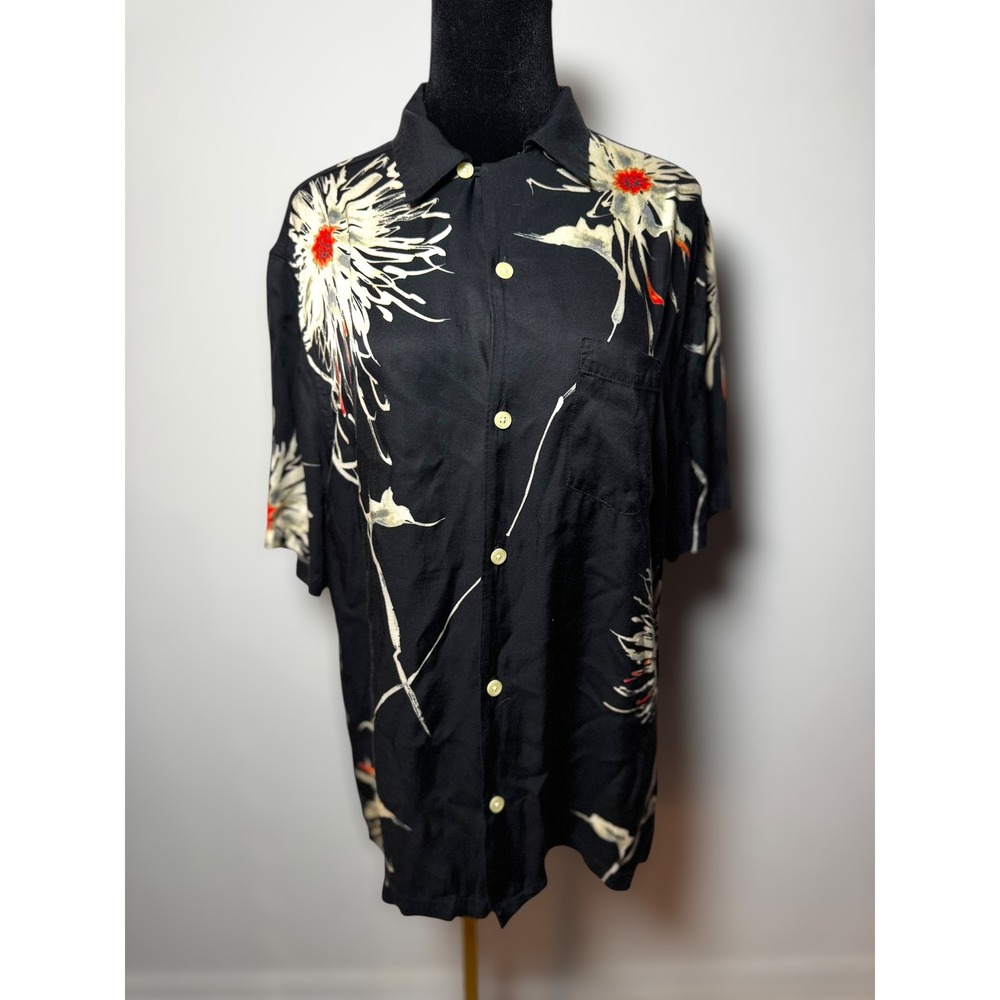 ALLSAINTS Mens Relaxed Fit Short Sleeve Button Up Shirt Floral Hawaiian Print